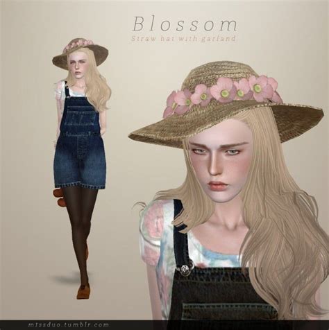 M1ssduo Blossom Straw Hat With Garland By Missduo Sims 3 Downloads Cc