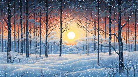 Premium Ai Image Winter Peaceful Forest Snow Scene Illustration