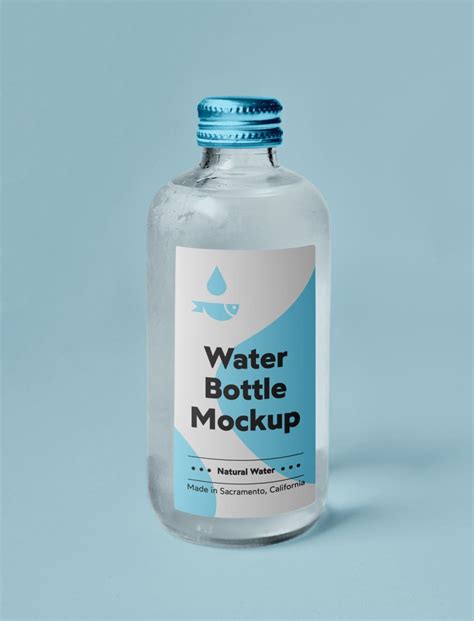 Free Small Glass Water Bottle Mockup