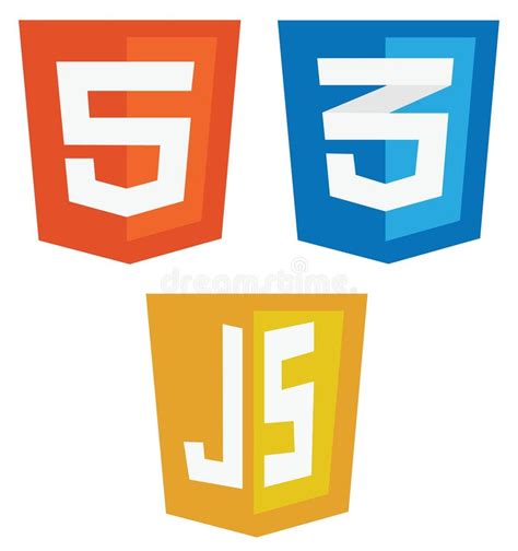 Vector Collection Of Web Development Shield Signs Html5 Css3 A Stock