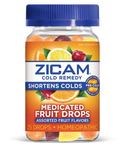 Zicam® Cold Remedy Shortens Colds Zinc Formula Cold Medicine Fruit Flavors Fruit Drops 25 Ct
