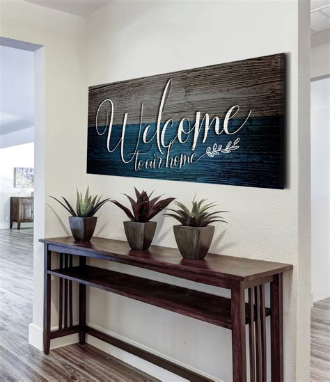 Home Wall Art Welcome To Our Home V8 Wood Frame Ready To Hang