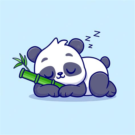 Premium Vector Cute Panda Sleeping With Bamboo Cartoon Vector Icon