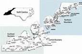 Map of the NC Mountains showing all NC mountain cities | North carolina ...