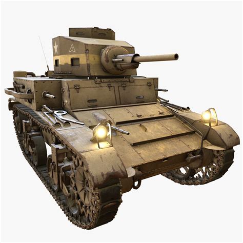 3d Model M2 Light Tank Vr Ar Low Poly Obj Mtl Fbx Stl Blend Dae