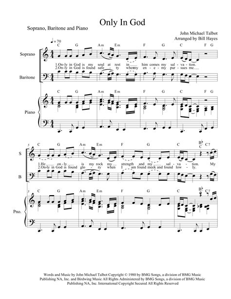 Only In God Arr Bill Hayes By John Michael Talbot Sheet Music For 2 Part Choir At Sheet Music