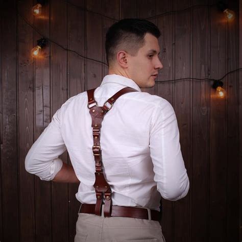 mens suspenders versatile leather harnesses and accessories etsy in 2023 suspenders men