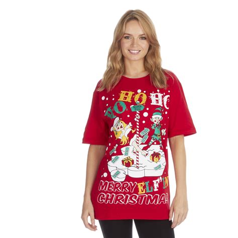 Mens Womens Naughty Cotton Funny Christmas Xmas Top T Shirt Joke Funky