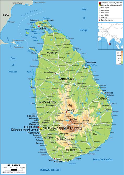 Sri Lanka Map Physical Worldometer