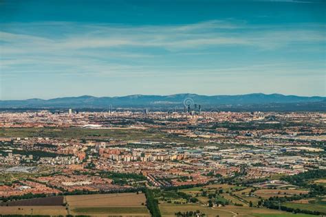 Madrid Spain Aerial View Of Skyline And Mountains Stock Photo Image