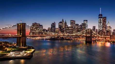 Desktop Hintergrundbilder New York City Usa Brücken Nacht 2560x1440