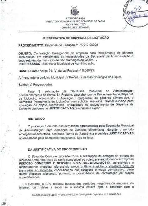 Justificativa De Dispensa Assinado Prefeitura Municipal De São