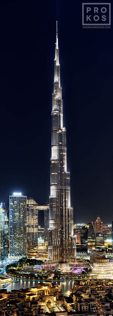 Burj Khalifa Night Panorama Ii Vertical Hd Art Photo By Andrew Prokos