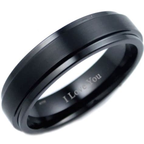 6mm Black Titanium Mens Wedding Band