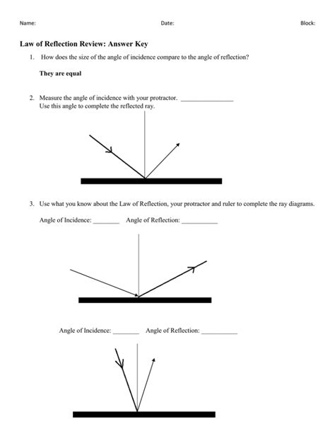 Reflection And Refraction Worksheet