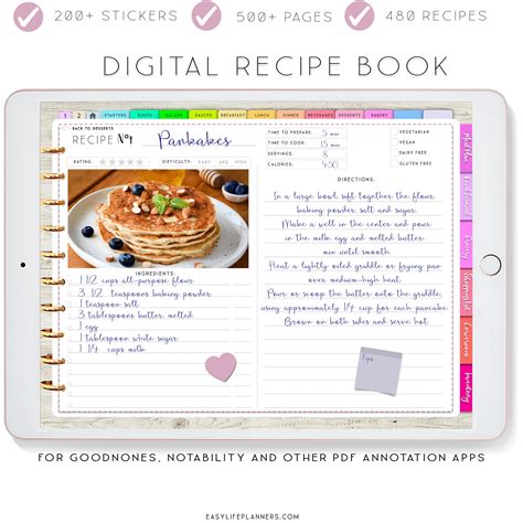 Digital Recipe Book Goodnotes Recipes Digital Planner For Ipad