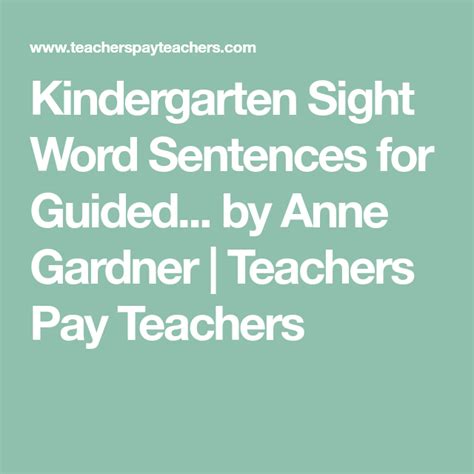Kindergarten Sight Word Sentences And Games Guided Reading Levels A And B