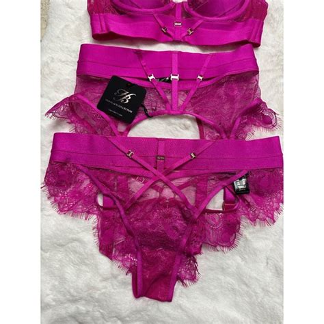 Honey Birdette Intimates And Sleepwear Honey Birdette Belinda Hot Pink Full 3 Piece Set 32 A