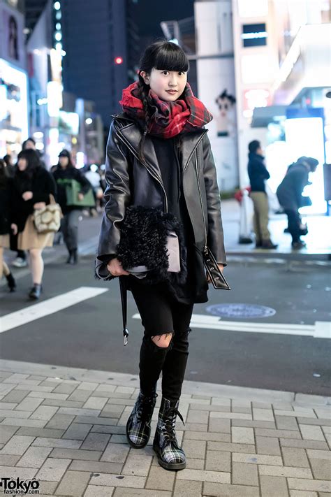 Harajuku Girl In Leather Biker Jacket Spinns Top And George Cox Boots Tokyo Fashion