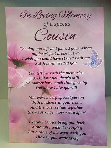 In Loving Memory Of A Special Cousin Grave Card 7 X Etsy
