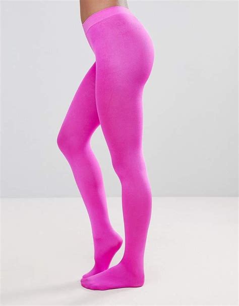 asos design 90 denier high shine tights in pink pink tights tights red pantyhose