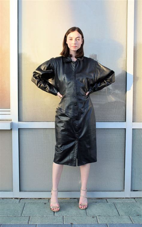 Leather Dress Women Vintage 1980s Vakko Medium Soft Leather
