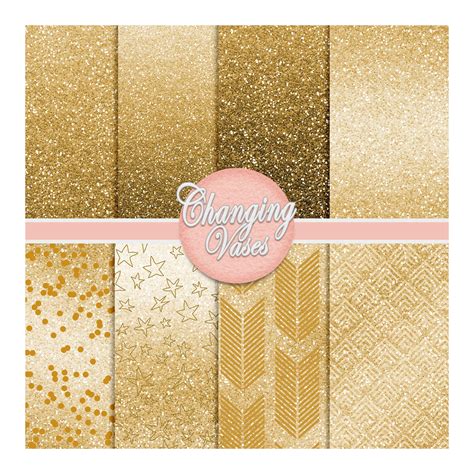 Digital Scrapbook Paper Pack Golden Glitter Gold Glitter Etsy
