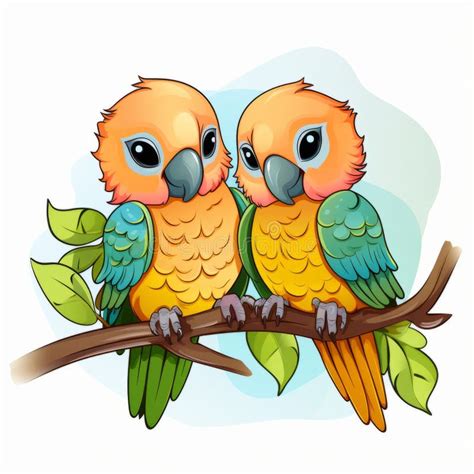 Cartoon Parrots Collection Parrot Wild Animal Birds Set Stock Vector