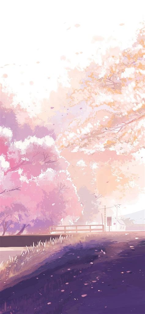 1080x2340 Anime Couple Scenic Romance Sakura Blossom Hd Phone