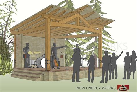 Timber Frame Raising Granary District Stage Amphitheater Timber Frame