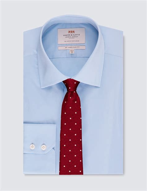 Mens Formal Slim Fit Cotton Stretch Shirt With Single Cuff In Blue