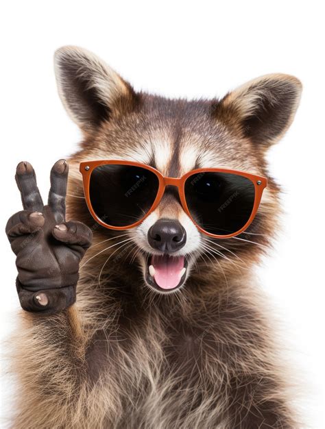 Premium Ai Image Funny Raccoon In Sunglasses Showing A Rock Gesture