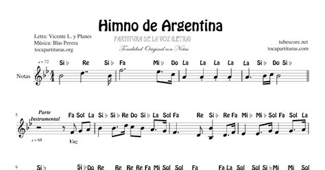 Tocapartituras Himno Nacional De Argentina Partitura Con Notas