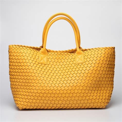 Woven textiles are used for a multicolored, patterned effect. Fashion Luxury premium faux leather WOVEN CABAT Tote Bag ...