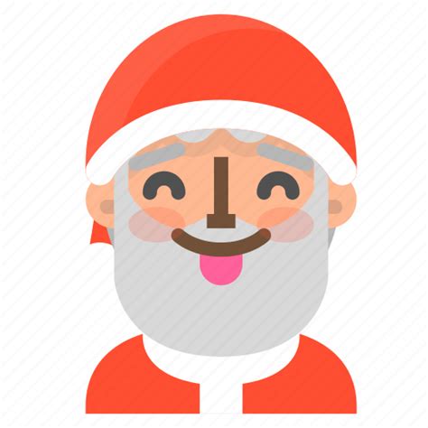 Avatar Christmas Emoji Face Santa Tongue Winter Icon Download