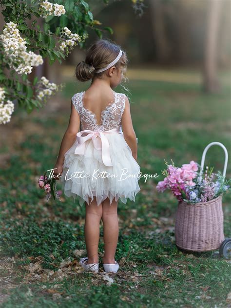 Tulle Flower Girl Dress Ivory Flower Girl Dress White Lace Flower