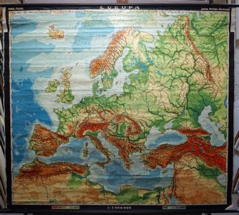 Rollable Vintage Map Europe Wall Chart Poster 19599 Picclick