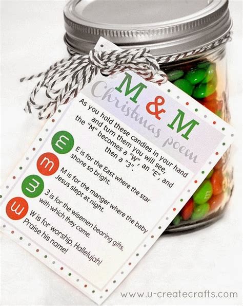 I found several versions online and did not know who to credit. M&M Christmas Poem - U Create