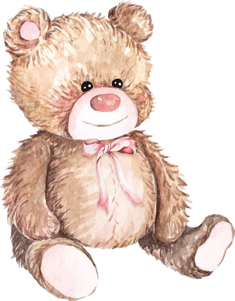 Watercolor Teddy Bearlovely Teddy Bear Brown Toy For Valentines Day