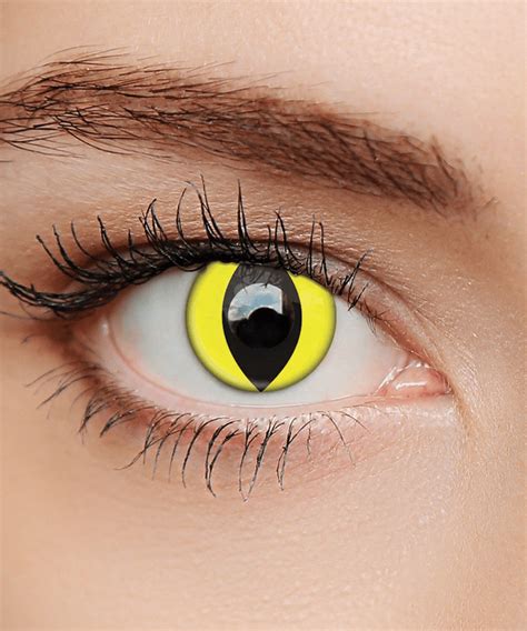 Sunglasses heart cat eye womens retro festival tinted lenses cat eye heart case. Scary Yellow Cat Eye Contact Lenses | Faceloox