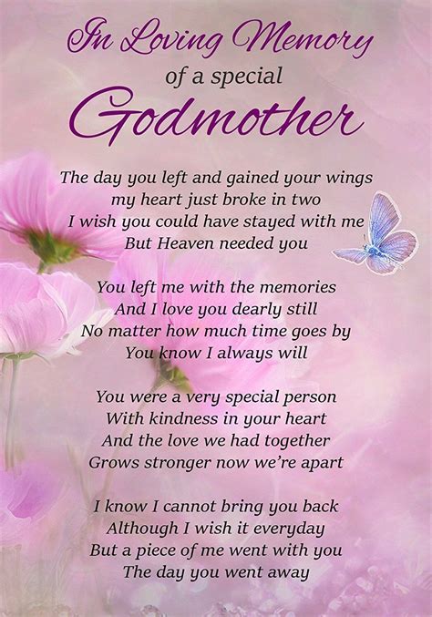 Loving Memory Special Godmother Memorial Graveside Poem Card And Ground