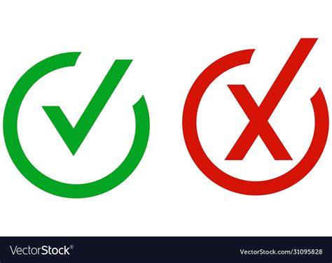 Correct No Yes Icon Right Symbol Check Mark Vector Image