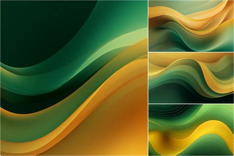 Abstract Wavy Green And Gold Gradient Graphic By Background Graphics