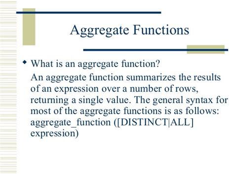 Aggregate Functions
