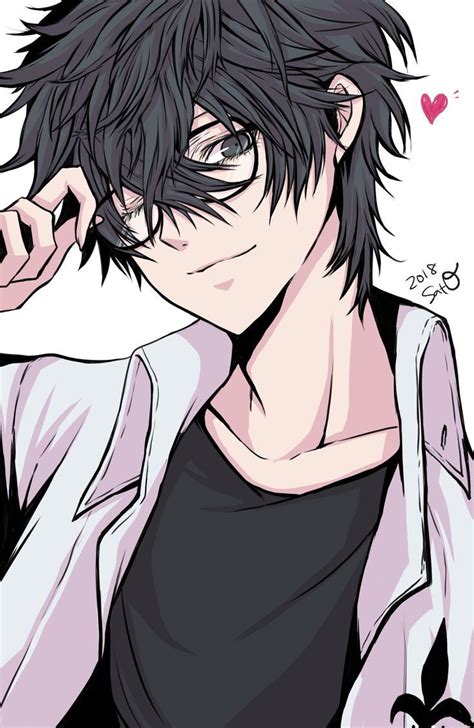 Anime Boy With Black Hair Glasses