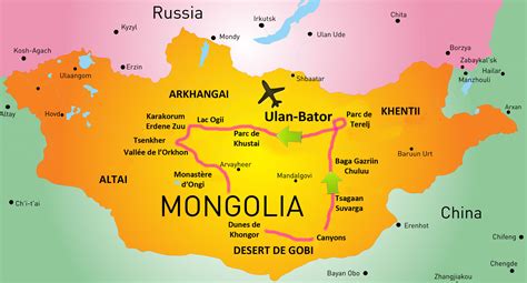 Mongolie Carte Vacances Guide Voyage