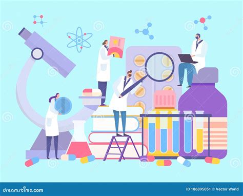 Scientist Work In Medical Laboratory Concept Vector Illustration Healthcare Pharmacy Product
