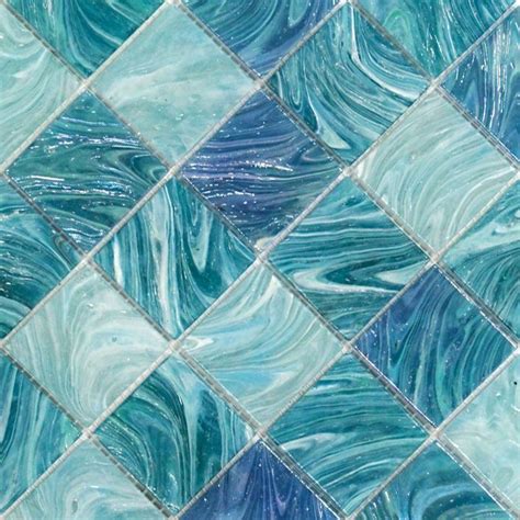 Aquatic Sky Blue 2x2 Square Glass Polished Mosaic Tile Pool Tile