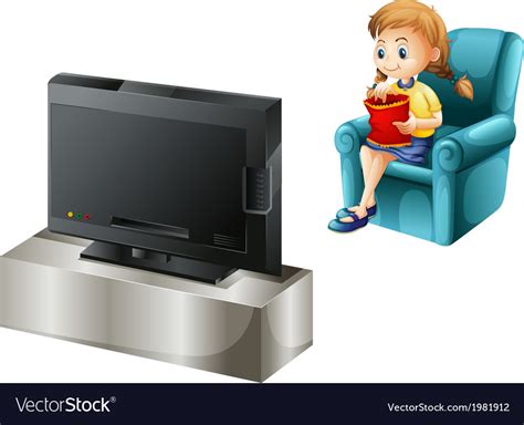 A Child Watching Tv Royalty Free Vector Image Vectorstock