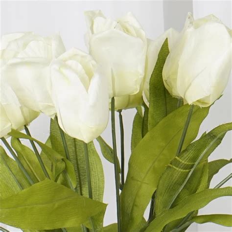 56 Artificial Tulip Flowers Wedding Vase Centerpiece Decor Cream